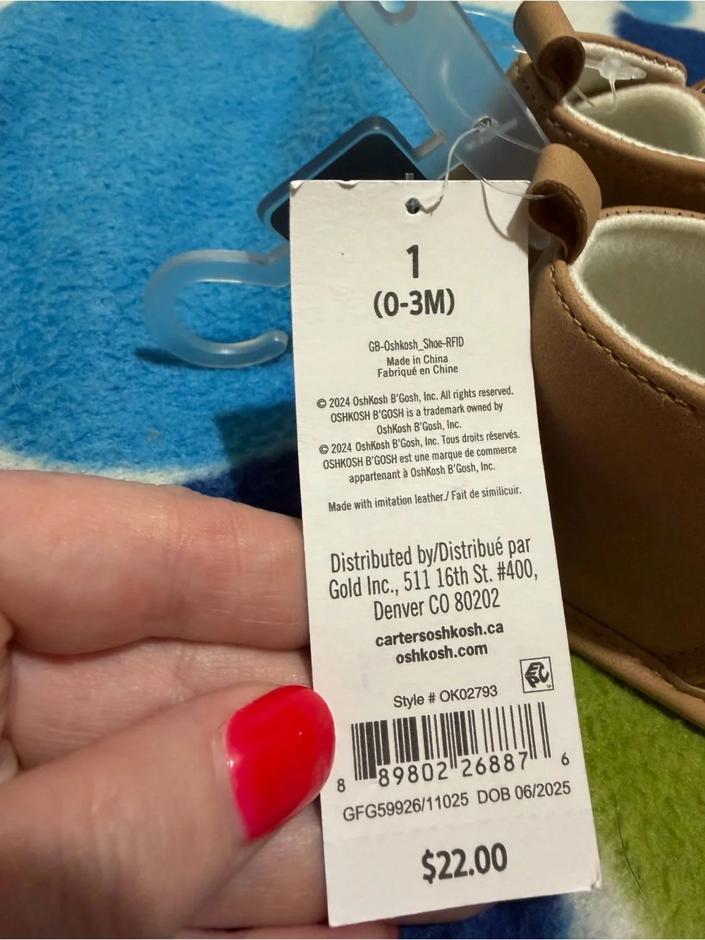 OshKosh B'gosh Tan Bow Baby Walker Shoes